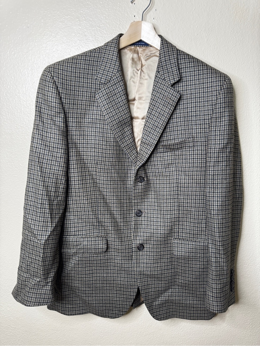Ralph Lauren Men’s 42R Wool Cashmere Houndstooth Blazer Sport Coat Gray